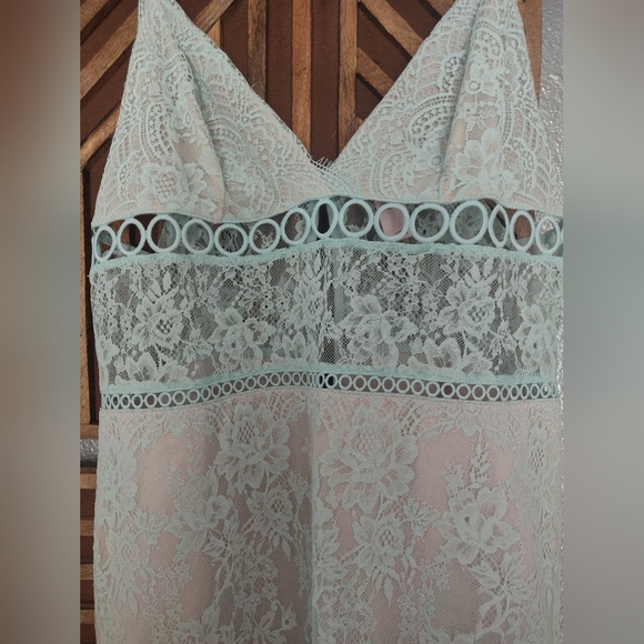 Victorias Secret Slip Dress Womens Size LARGElace Aqua Fairycore Dainty Feminine - Picture 4 of 10